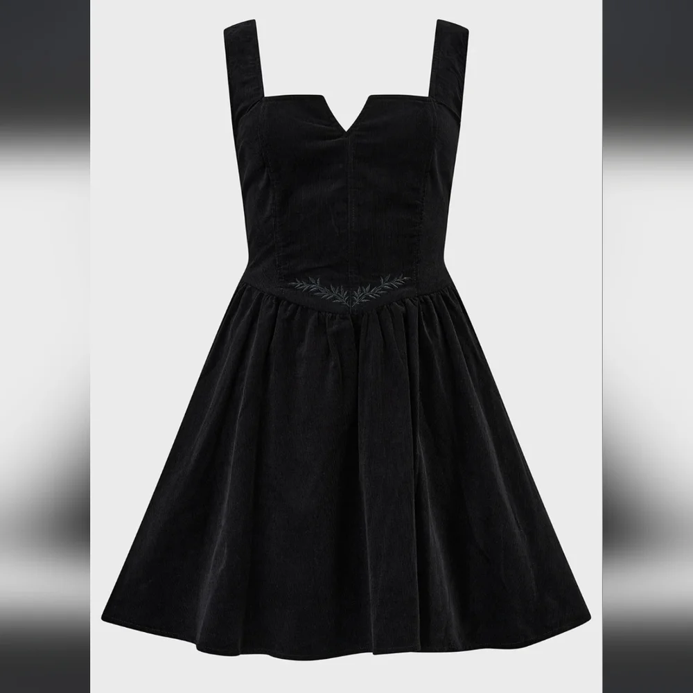 Killstar Black Velvet Mini Dress with Sheer Mesh Yoke - Picture 6 of 8